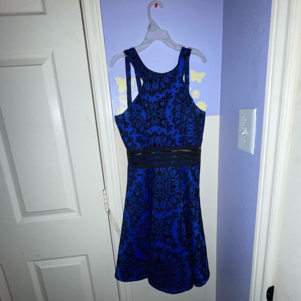 Blue and black dress